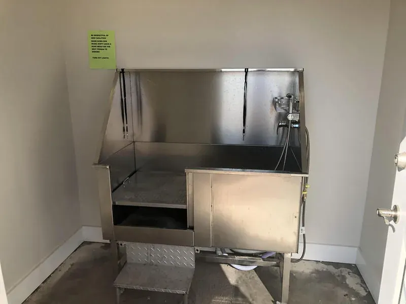 Dog wash station at Mesquite Oasis Lodge & RV Park in Odessa, Texas
